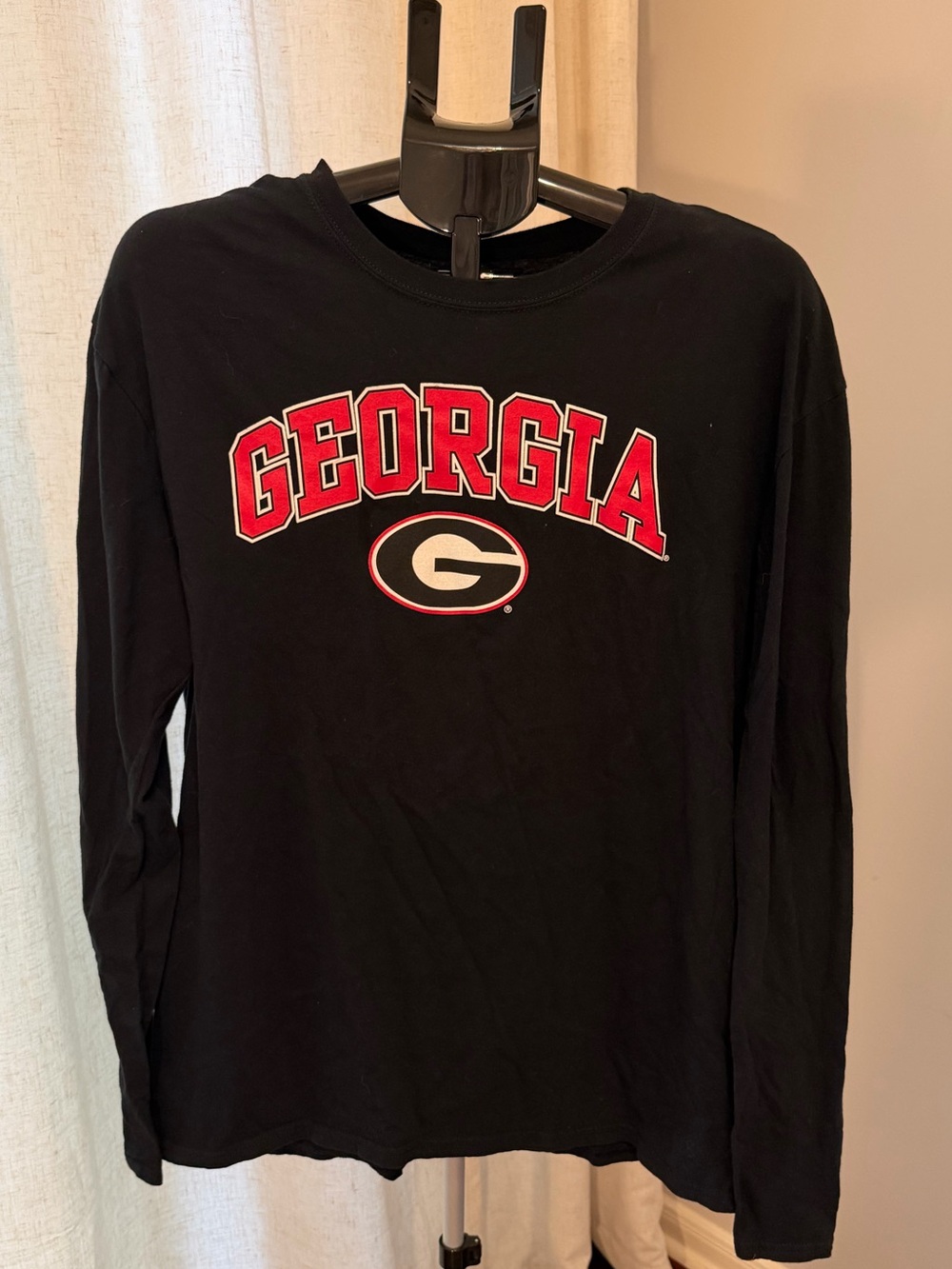 Fanatics Georgia Black Long Sleeve Tee with Red & White Logo
